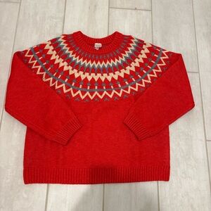 Hanna Andersson Fair Isle Red Crewneck Sweater, Size Large